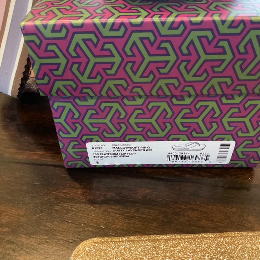 Tory Burch 70s Flatform Flip Flop,mallow/blancmange/lavender , BNIB - Picture 3 of 6
